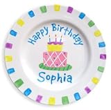 personalized happy birthday plate - pastel