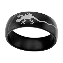 Black316LStainlessSteelRingwithLizardDesign