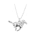 Silver Three Dimensional Running Mustang Stallion Horse Necklace