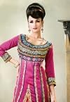 Shaded Pink Art Chanderi Silk Churidar Kameez