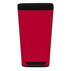 OXO SoftWorks 10-gal. Enamel Trash Can - Red/ Stainless Steel