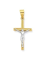 10k & Rhodium Crucifix Pendant, Best Quality Free Gift Box Satisfaction Guaranteed