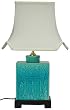 Practical Anniversary Gift Idea Her - 19" Turquoise Double Happiness Symbol Oriental Tea Jar Lamp