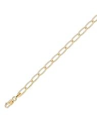 14k Italy Yellow Gold 3.2mm Oval Open Curb Link Chain Bracelet 7" Inches