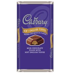 Cadburys Milk Chocolate Bar Filled with Soft English Toffee - 4 Oz  Bar, 24 ea by HERSHEY CHOCOLATES.