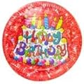 Celebrate Hologram Happy Birthday Birthday Cake With Candles Plates and Cups