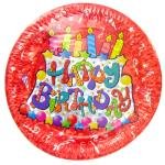 Celebrate Hologram Happy Birthday Birthday Cake With Candles Plates and Cups