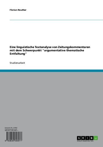 Eine linguistische Textanalyse von Zeitungskommentaren mit dem Schwerpunkt 