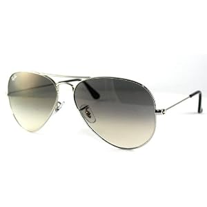Ray Ban RB3025 Aviator Large Metal 003 32 Sunglasses Silver Frame With Crystal Gray Gradient Lens...