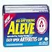 Aleve Arthritis Pain Easy Open Caplets Temporarily relieves minor aches and pains due to:minor pain of arthritis, common cold, headache, toothache, muscular aches, backache, menstrual cramps, Temporarily reduces fever.