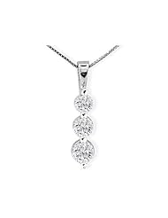 Beautiful 1/2ct 3 Diamond Drop Necklace In 14K White Gold