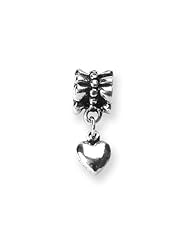 Dangling Heart Charm in Silver for 3mm Charm Bracelets