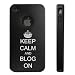 Apple iPhone 4 4S 4G Black D1706 Aluminum & Silicone Case Cover Keep Calm and Blog On Crown