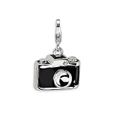 Amore LaVita(tm) Sterling Silver 3-D Enameled Swarovski Crystal Camera w Lobster Clasp Charm for...