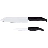 SlitzerTM 2pc Ceramic Coated Santoku Style Kitchen Knife Set