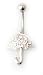 Umbrella Belly Button Ring with Clear Crystal Stones