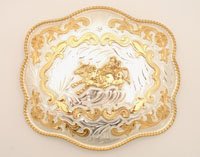 Large German Silver Bullrider Western Buckle 6" x 5"