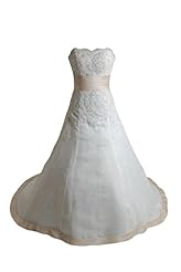 Belted Lace Organza Elasticized   Waistline Wedding Dress 