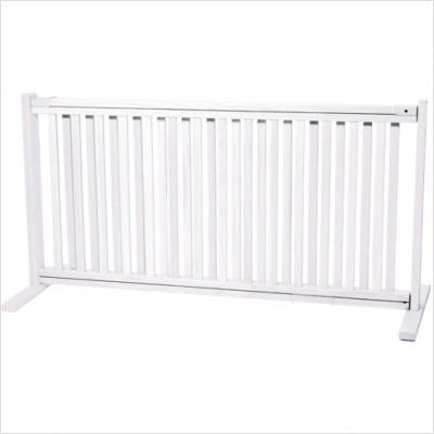 20 All Wood Small Free Standing Pet Gate in Warm White