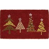 4 Trees Christmas Coir Doormat by 