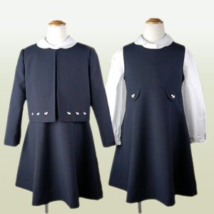 テリアの刺繍が可愛い女児アンサンブル「紺」【卒業式 入学式 七五三 結婚式】