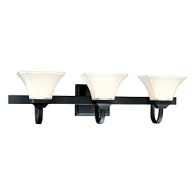 Minka Lavery Agilis 6813-66 Glass Reversible 3 Light 300 watt (8"H x 32"W) Vanity Lighting in Black