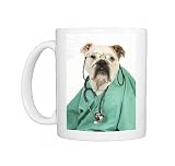 JD-22088 DOG Bulldog in vets scrubs wearing glasses a stethoscope Photo Mugs
