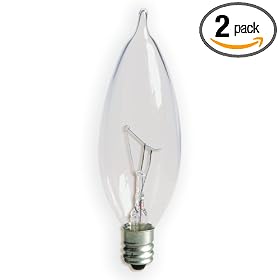 GE Lamps 22812 40-Watt Postlight Bent Tip Long Life Candelabra 2CD, 2 Pack by General Electric