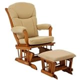 Cushion Glider with Ottoman - Color: Pecan Finish