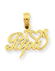 14k Gold I Heart Papa Pendant