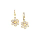 14K Two Tone Gold ''Diamond Cut'' Filigree Daisy Earrings