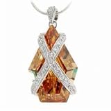 Sterling Silver Simulated Diamond CZ X and Champagne Cubic Zirconia Pendant