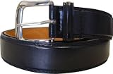 Black Imitation Leather Mens Belt with Silvertone Buckle