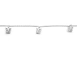 Cubic Zirconia (CZ) Butterfly Charm Anklet in Sterling Silver