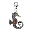 14K Two-Tone Gold Orange Sapphire Seahorse Charm with Tsavorite Accent