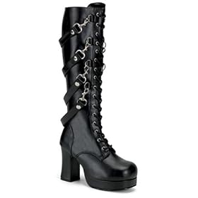 Gothic Platform Strappy Knee High Boot - 11