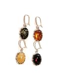 Sterling Silver Cognac Color Amber Earrings