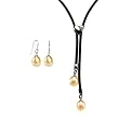 Forever Together Peach Pink Cultured Pearl Leather Heart Shaped Slider Lariat Necklace & Pearl Drop Earrings Sterling Silver Set Forever Together Peach Pink Cultured Pearl Leather Heart Shaped Slider Lariat Necklace & Pearl Drop Earrings Sterling Silver Set
