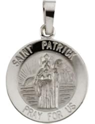 St. Saint Patrick Medal Pendant 14K Gold White R16325