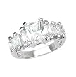 Sterling Silver Rhodium Engagement Ring with Clear CZ - Size: 6-9