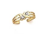 14k Diamond Double Heart Toe Ring