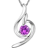 White Gold Plated 925 Silver Amethyst Pendant Necklace with 18″ Sterling Silver Chain-sn3016
