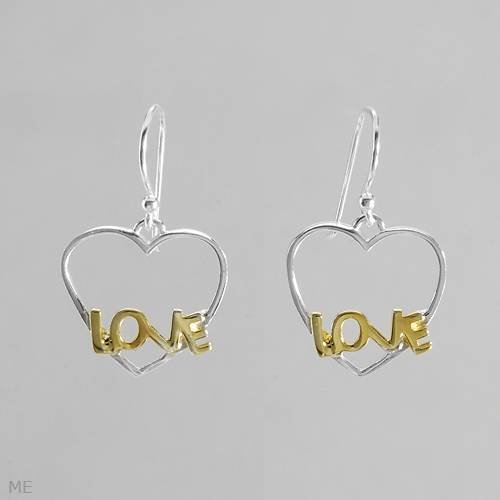 Genuine Morne Rouge (TM) Earring. Gold Plated Silver Heart Earrings. 2.2 Grams in Weight and 0 mm in Length. 100% Satisfaction Guaranteed.