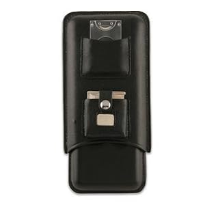 Executive Black Leather 3 Piece Cigar Case Holder with Cutter and Lighter-Beautiful Cigar Accessories