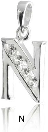 Bling Jewelry 925 Sterling Silver Bodoni Outline Bold Alphabet Letter Pendant N