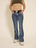 Produkt-Bild: Fitness Jeans Jogginghose mit coolem - Druck - Virginia - Freizeithose -Trainingshose - schwarz mit wei&szlig;en Streifen