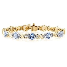 14k Yellow Gold Diamond and Tanzanite Bracelet by 