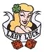 Lady Luck with 4 Leaf Clover & Two Red Dice Below - Embroidered Iron On or Sew On Patch