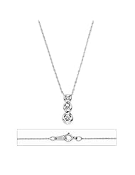 14K White Gold Bezel Journey Pendant Diamond Necklace (0.11 CTW., G-H Color, SI1-2 Clarity) - 17" Inches