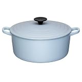 Le Creuset Cast Iron Round Casserole, Satin Blue, 24 cm